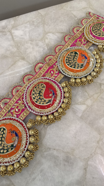 Multicolour Hand-Embroidered Gota Patti Peacock Bandarwal | Toran