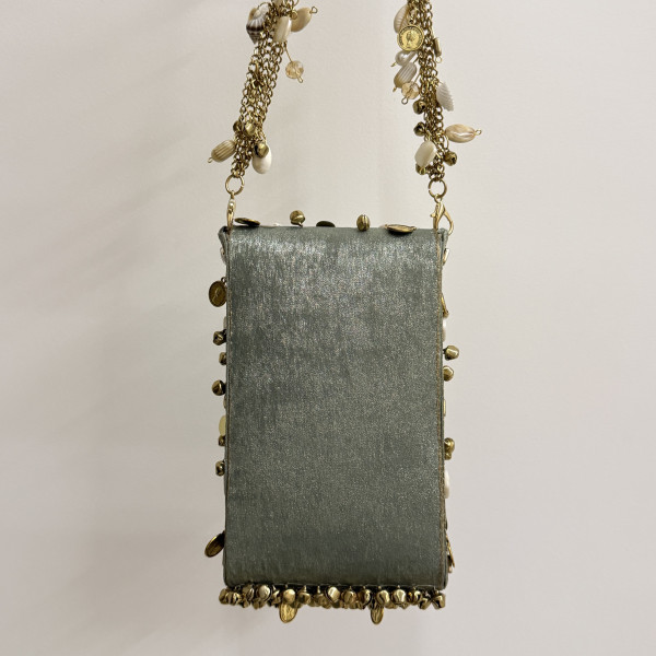 Shimmering Slate Green Ghungroo Mobile Sling Bag