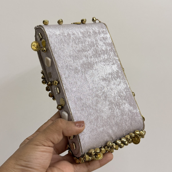 Shimmering Silver Ghungroo Mobile Sling Bag