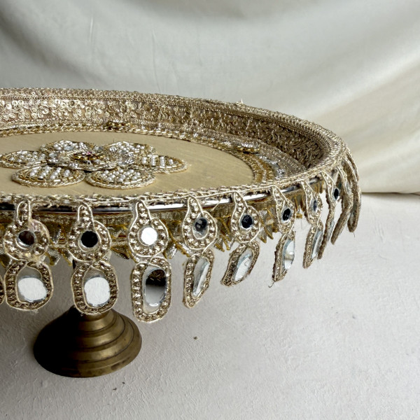 Golden Beige Classic Handcrafted Karwa Chauth Thali Set