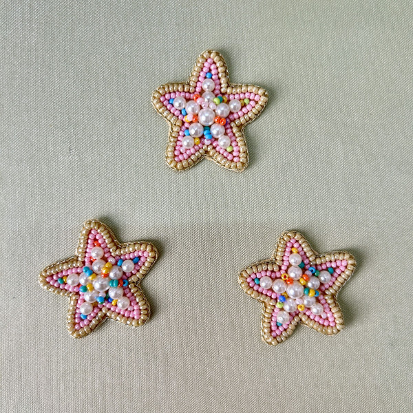 Colourful Star Hand-Embroidered Beadwork Patch (Pack of 6 pcs)