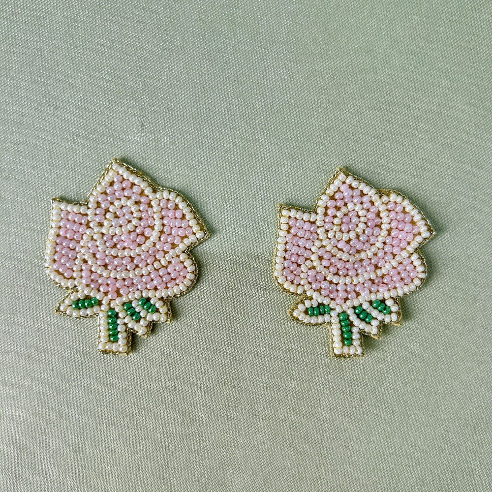 Image of Rose Flower Hand-Embroidered Beadwork Patch (Pack of 6 pcs)