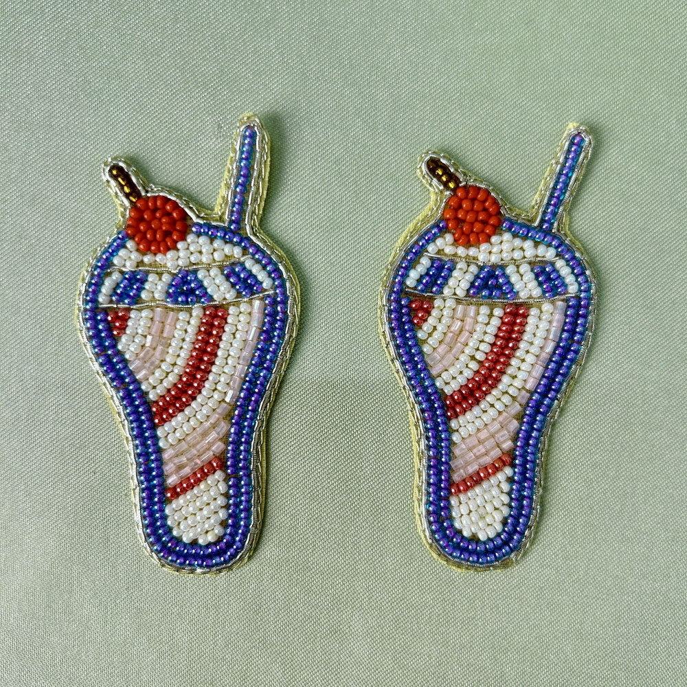 Image of Funky Shake Glass Hand-Embroidered Beadwork Patch (Pack of 6 pcs)