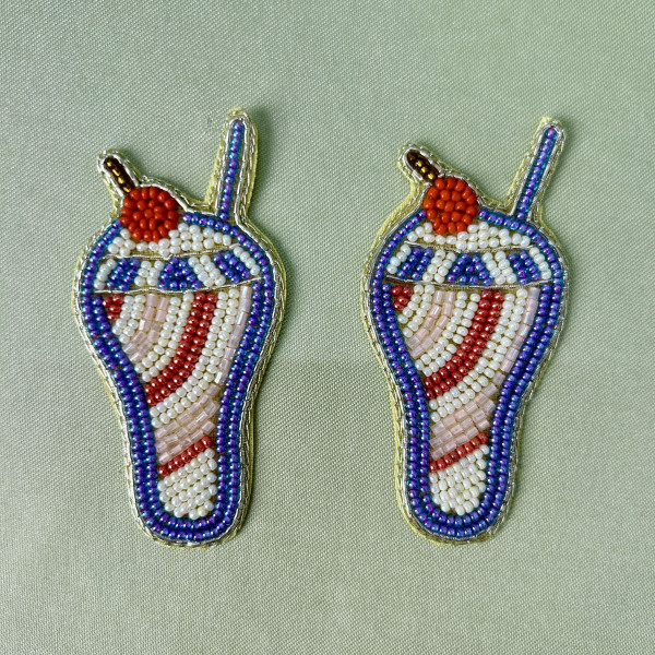 Funky Shake Glass Hand-Embroidered Beadwork Patch (Pack of 6 pcs)