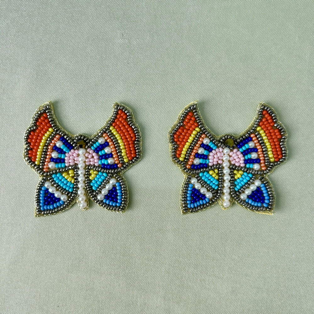 Image of Colourful Butterfly Hand-Embroidered Beadwork Patch (Pack of 6 pcs)