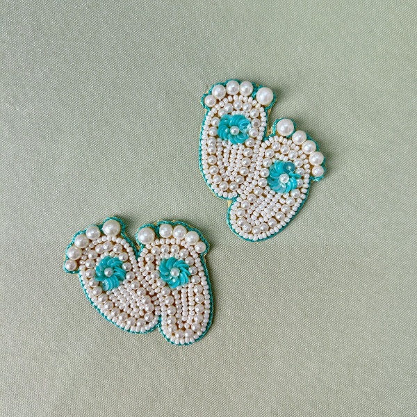 Baby Steps Blue Hand-Embroidered Beadwork Patch (Pack of 6 pcs)