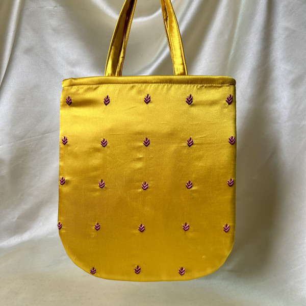 Shreenath Ji Hand Embroidered Bright Yellow Handbag