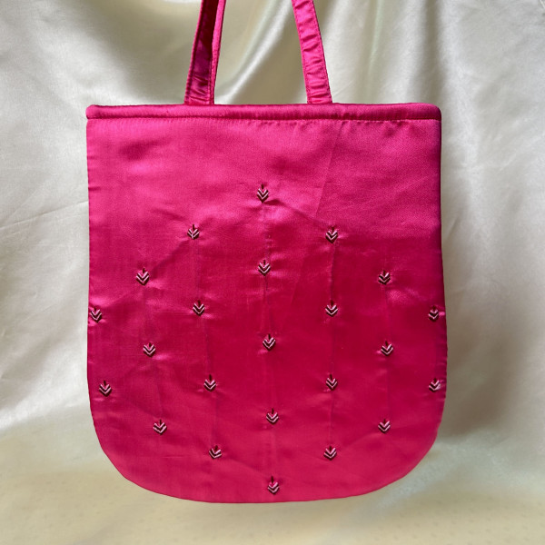 Shreenath Ji Hand Embroidered Vibrant Magenta Pink Handbag