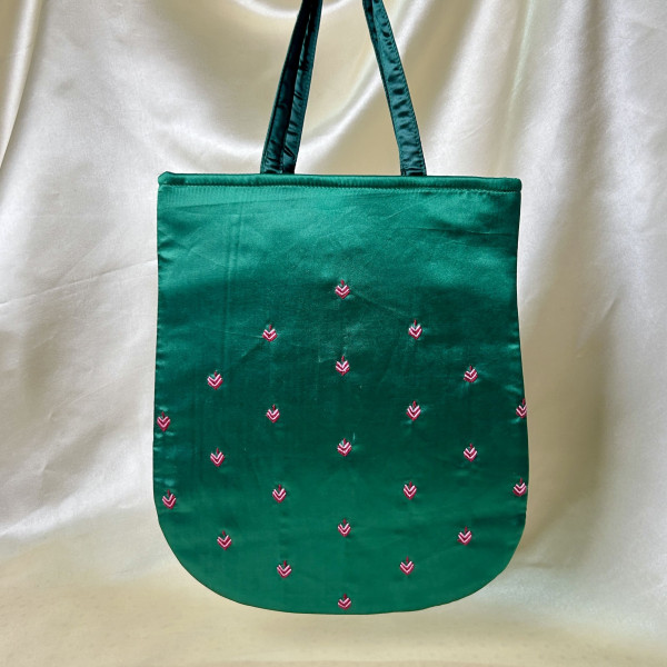 Shreenath Ji Hand Embroidered Dark Green Handbag