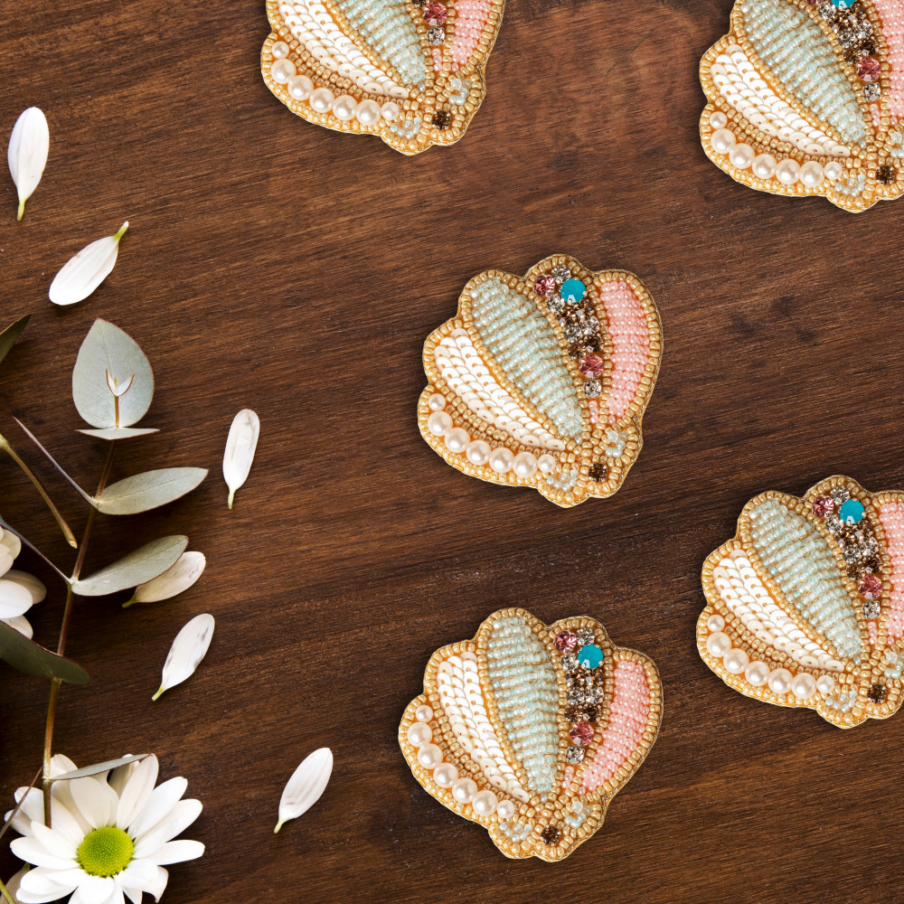 Colorful Shell Design Beaded Applique