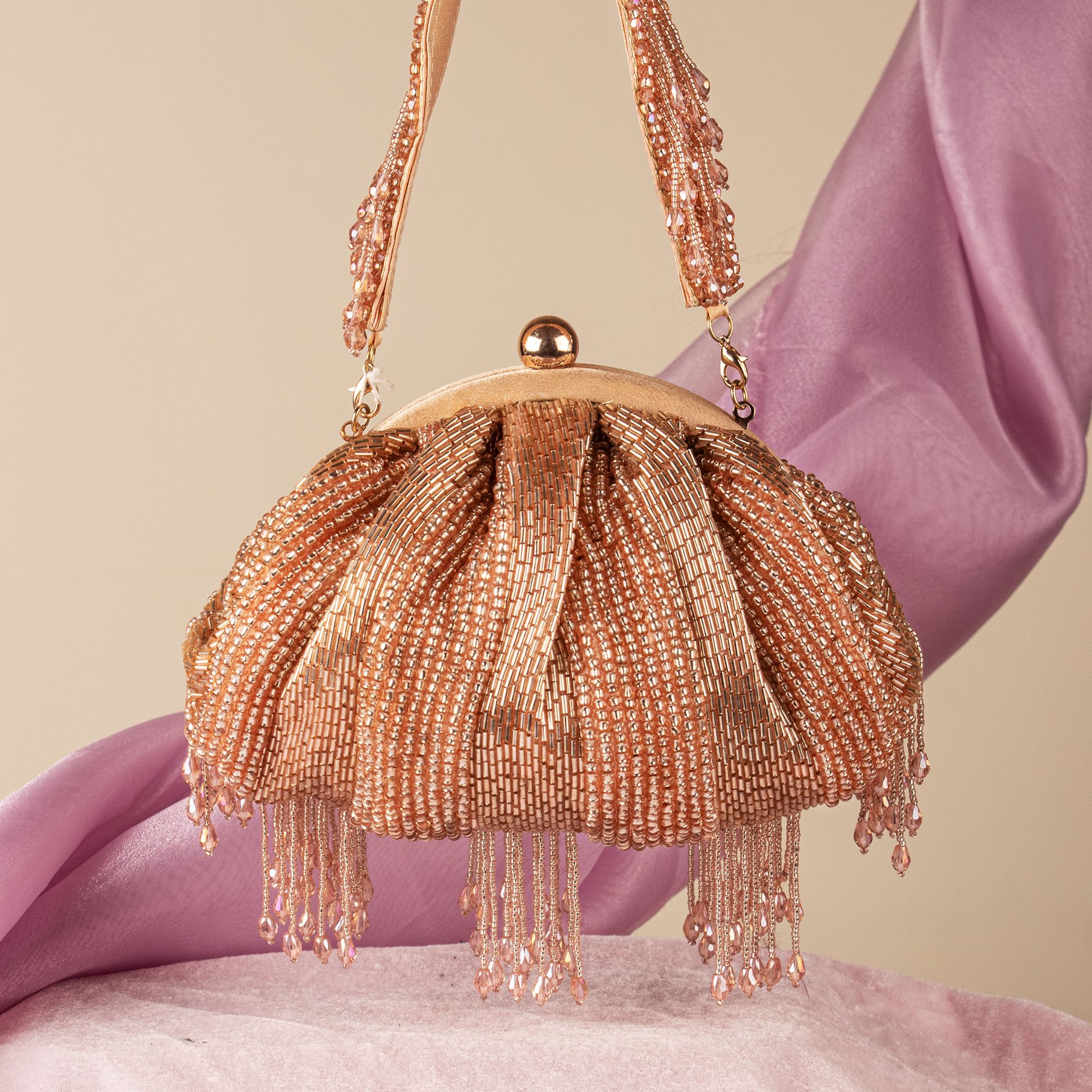 Bs Rose Gold Stonetube Soft Pouch Ovel Shape beautifully