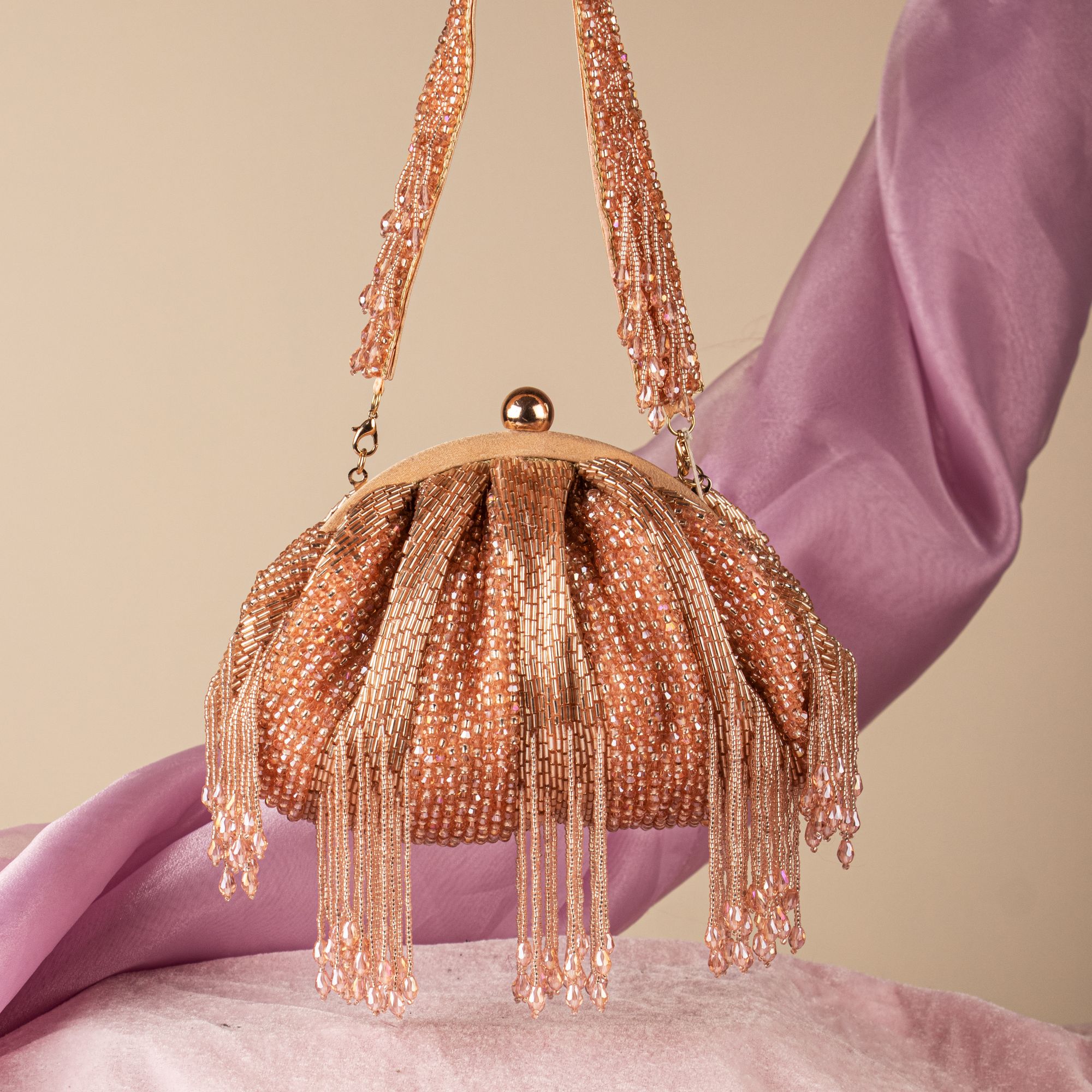 Bs Rose Gold Stonetube Soft Pouch Ovel Shape beautifully