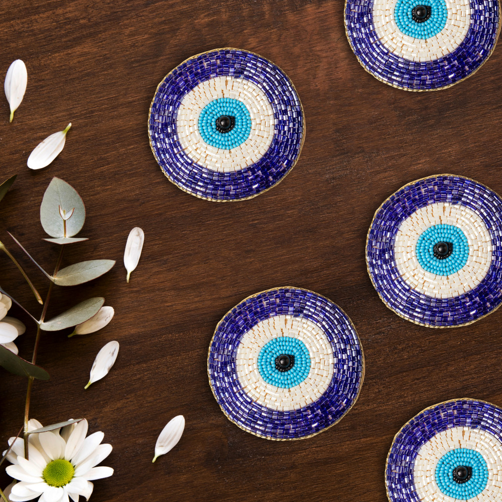 Craft Patch Pair of DIY Craft Patch with Blue Evil Eyes Design