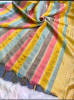 Linen Silk Scalloped Border Saree With Swarovski Crystal Work