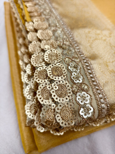 Jahnvi Mam Inspired Banarasi Tissue Silk Saree with Sequence Lace
