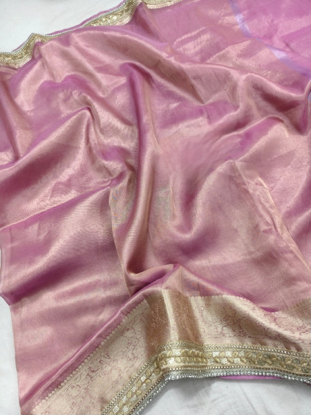 Jahnvi Mam Inspired Banarasi Tissue Silk Saree with Sequence Lace