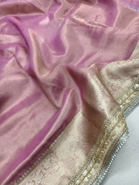 Jahnvi Mam Inspired Banarasi Tissue Silk Saree with Sequence Lace
