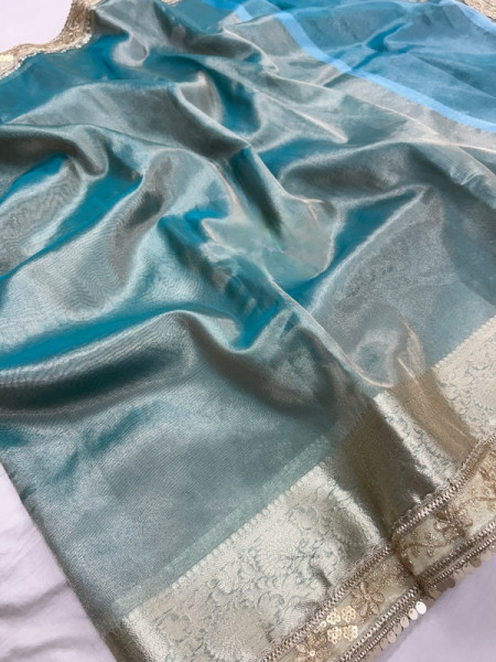 Jahnvi Mam Inspired Banarasi Tissue Silk Saree with Sequence Lace