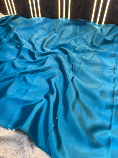 Satin Silk Dual Tone Saree With Designer Pallu Lace