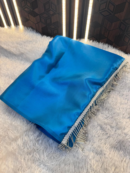 Satin Silk Dual Tone Saree With Designer Pallu Lace