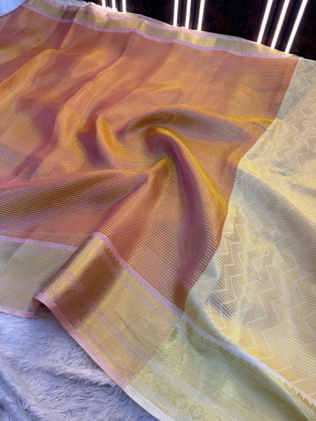 Nayantara Mam Inspired Premium Tissue Silk Dual Tone Zari Saree