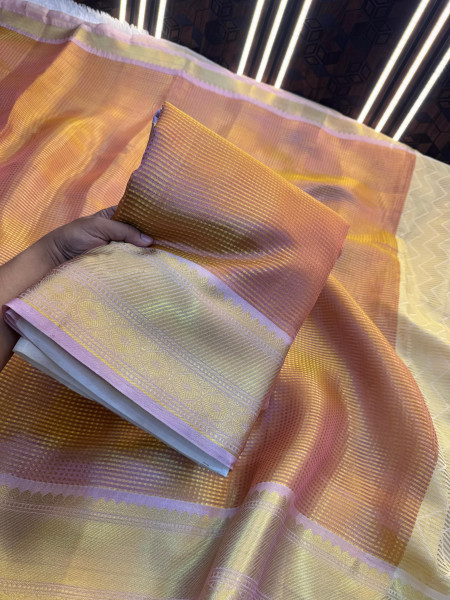 Nayantara Mam Inspired Premium Tissue Silk Dual Tone Zari Saree