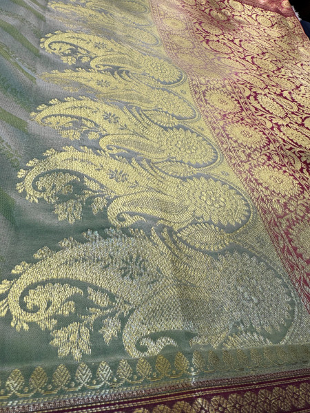 Banarasi Satin Silk Ethnic Motifs Design with Heavy Banarasi Richpallu