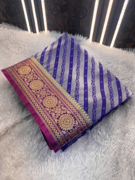 Banarasi Satin Silk Ethnic Motifs Design with Heavy Banarasi Richpallu