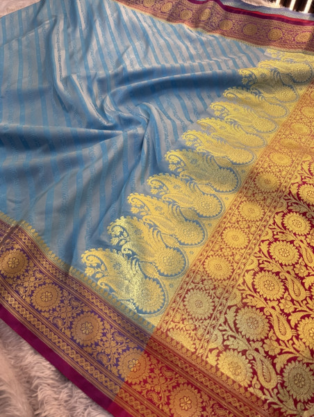 Banarasi Satin Silk Ethnic Motifs Design with Heavy Banarasi Richpallu