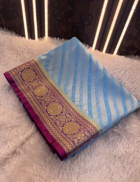Banarasi Satin Silk Ethnic Motifs Design with Heavy Banarasi Richpallu