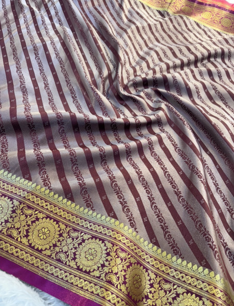 Banarasi Satin Silk Ethnic Motifs Design with Heavy Banarasi Richpallu