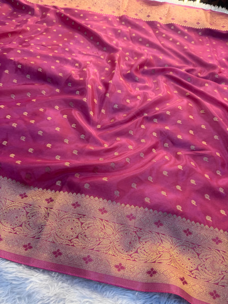Pure Viscose Crape Silk Saree with Banarasi Zari Richpallu