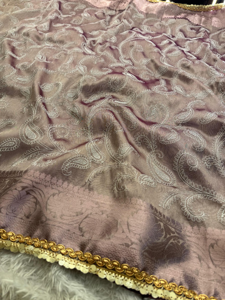 Banarasi Tissue Chikankari Embroidery Saree With Designer Sequence Lace