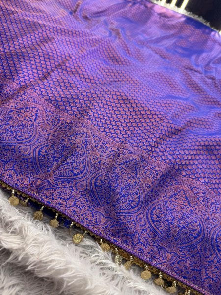 Banarasi Soft Silk Saree with Copper Zari Ethnic Motiffs