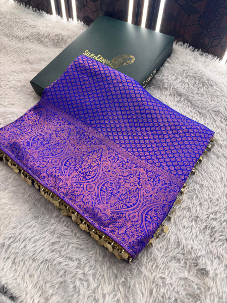Banarasi Soft Silk Saree with Copper Zari Ethnic Motiffs