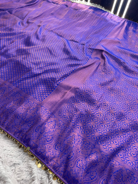 Banarasi Soft Silk Saree with Copper Zari Ethnic Motiffs