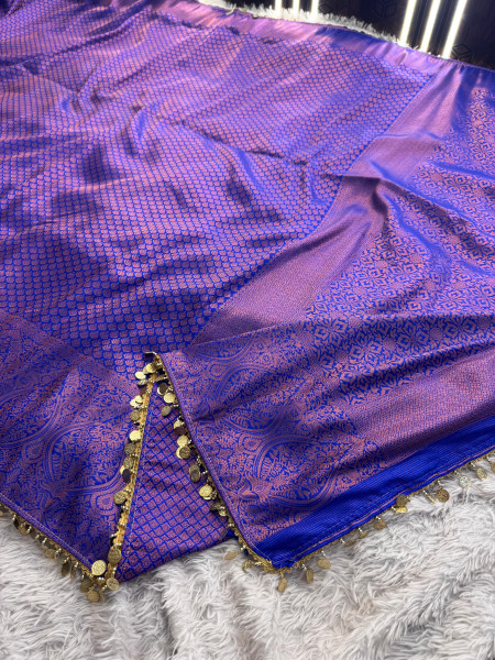 Banarasi Soft Silk Saree with Copper Zari Ethnic Motiffs
