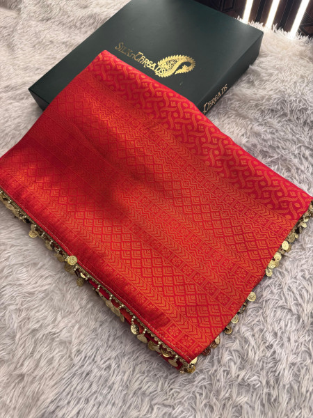 Banarasi Soft Silk Saree with Copper Zari Ethnic Motiffs