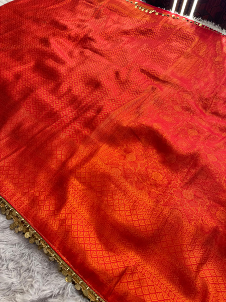 Banarasi Soft Silk Saree with Copper Zari Ethnic Motiffs