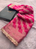 Organza Silk Swarovski Crystal Work Saree With Designer Lace