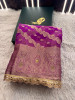 Organza Silk Swarovski Crystal Work Saree With Designer Lace