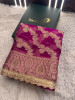Organza Silk Swarovski Crystal Work Saree With Designer Lace