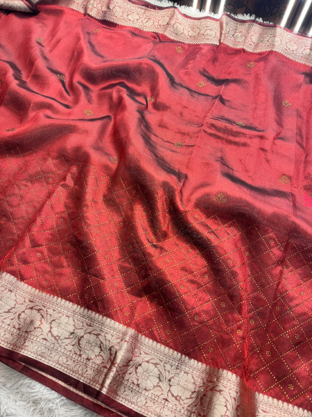 Premium Tissue Silk Saree With Swarovski Crystal Work