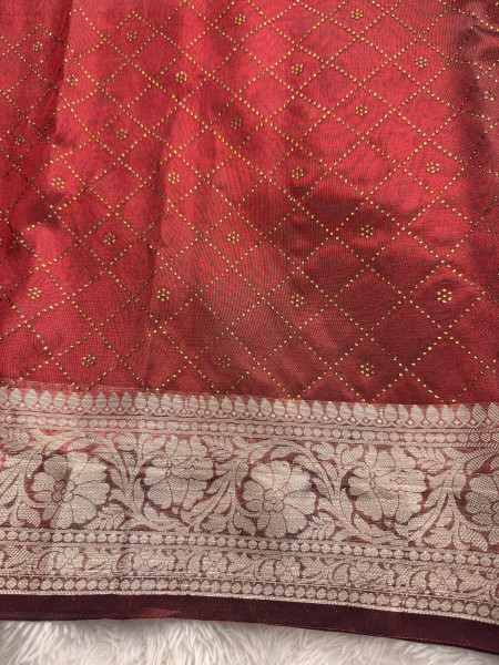 Premium Tissue Silk Saree With Swarovski Crystal Work