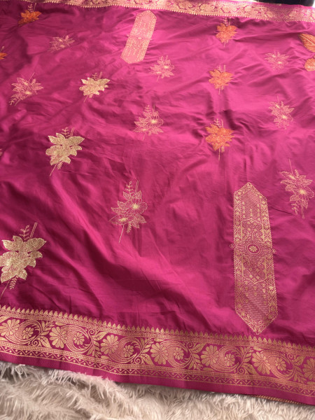 Premium Banarasi Viscose Silk Saree with Designer Pallu and Copper Zari Meena
