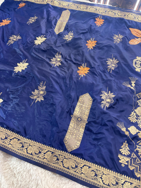 Premium Banarasi Viscose Silk Saree with Designer Pallu and Copper Zari Meena