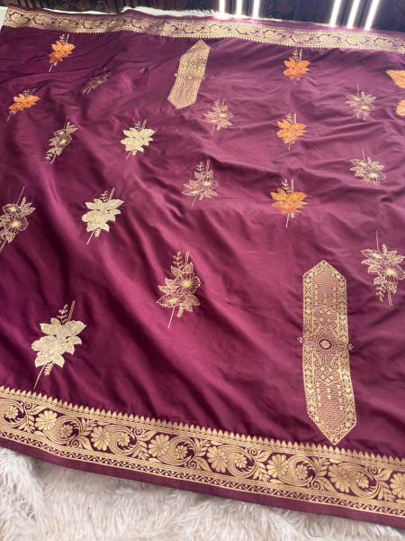 Premium Banarasi Viscose Silk Saree with Designer Pallu and Copper Zari Meena