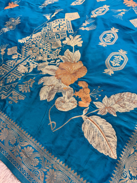 Premium Banarasi Viscose Silk Saree with Designer Pallu and Copper Zari Meena