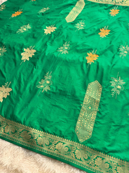 Premium Banarasi Viscose Silk Saree with Designer Pallu and Copper Zari Meena