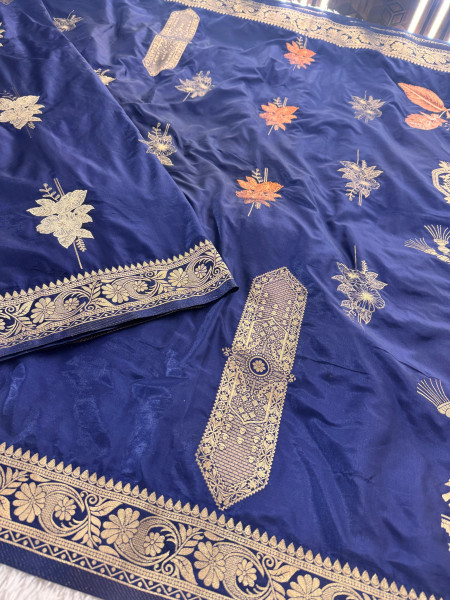 Premium Banarasi Viscose Silk Saree with Designer Pallu and Copper Zari Meena